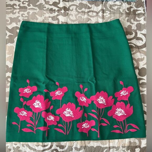 BODEN British Embroidered Pink Green Tulip Print Pencil Skirt 10R - Picture 1 of 4